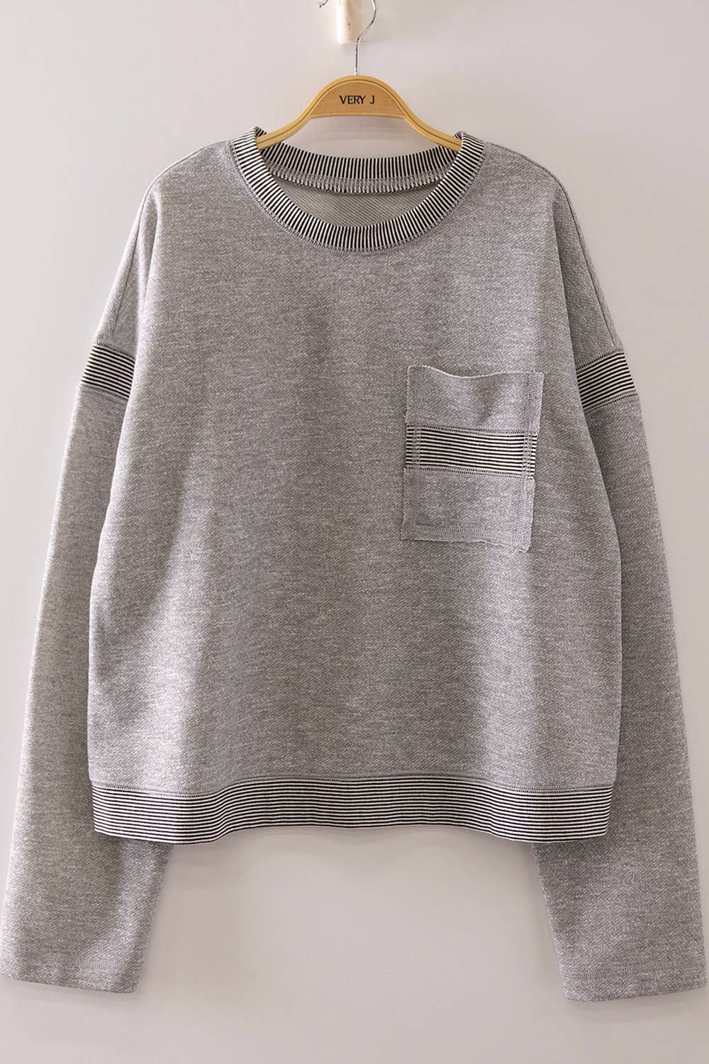Rib Trim Heathered Knit Set