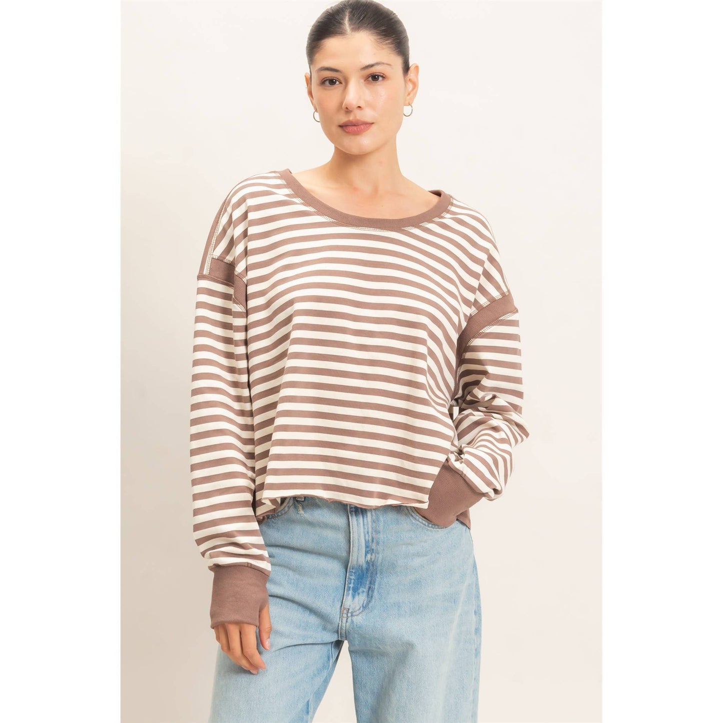 Striped Cross Detailed Open Back Top