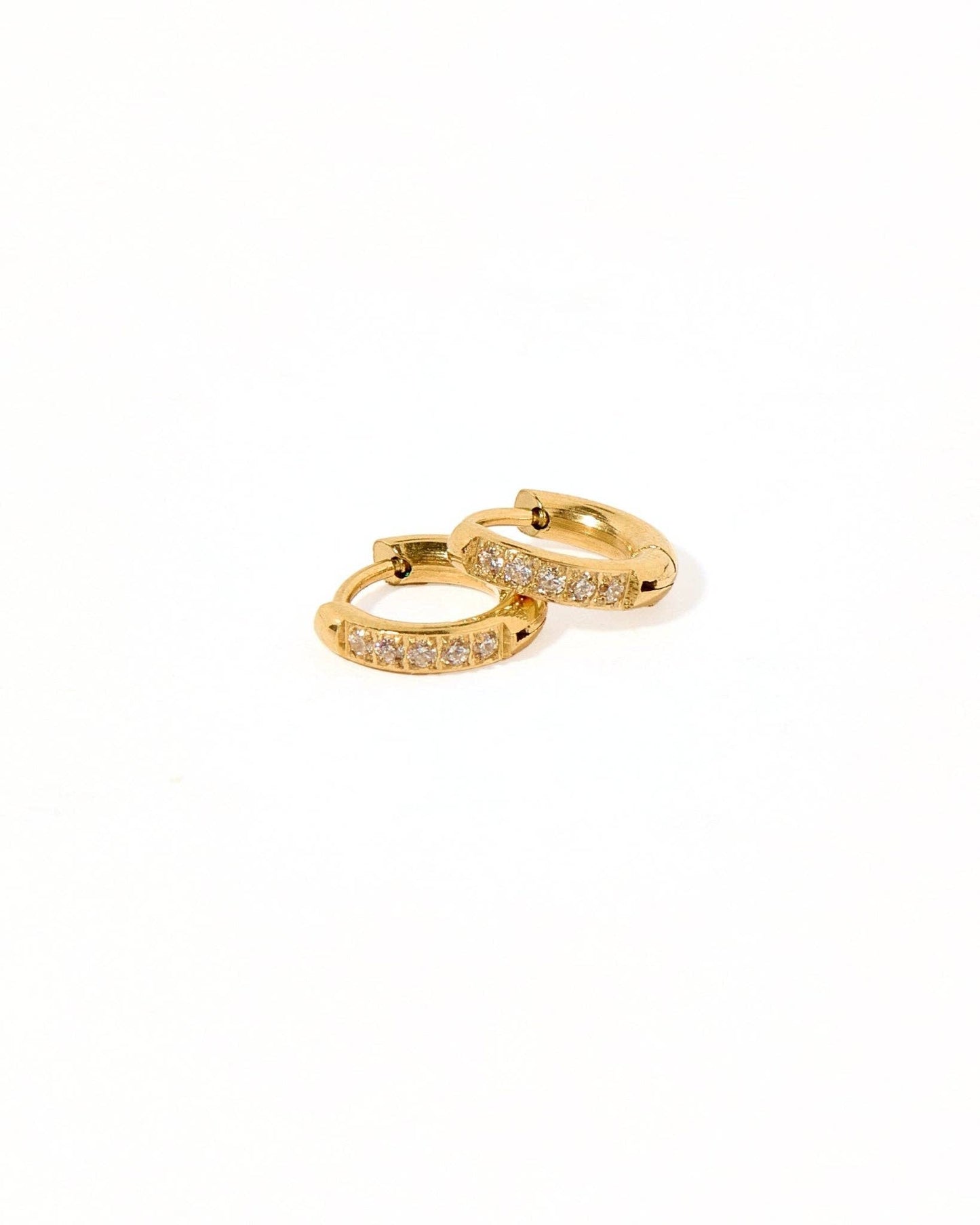 Huggie Earrings - Scarlett Hoop Gold 8mm CZ