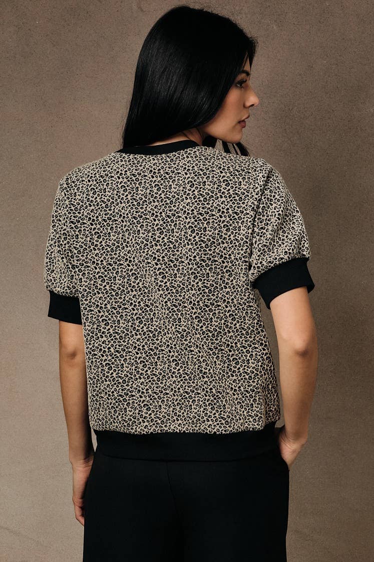 Animal Print Puff Sleeve Top
