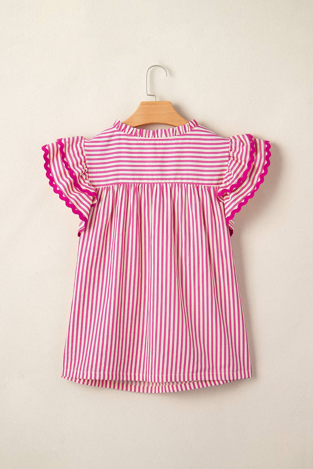Rosa Ric Rac Trim Ruffle Sleeve Top