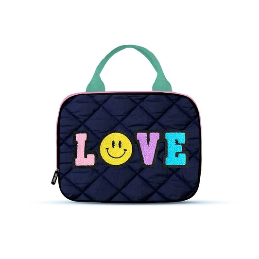 Navy Puffer Lunch Box with Patches