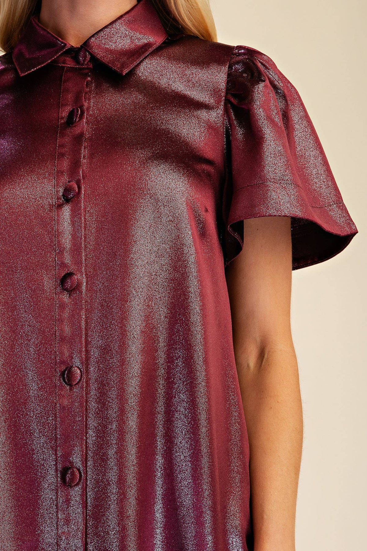 Metallic Button Up Shimmer Dress