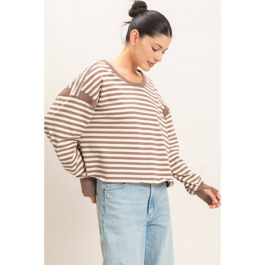 Striped Cross Detailed Open Back Top