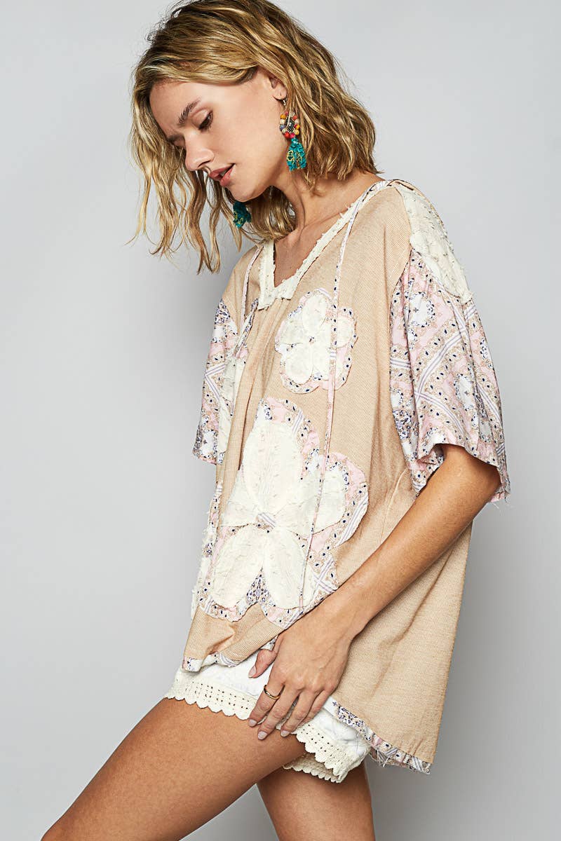Bri Floral Patch Hooded Top