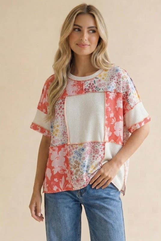 Oversized Color block Plus Top