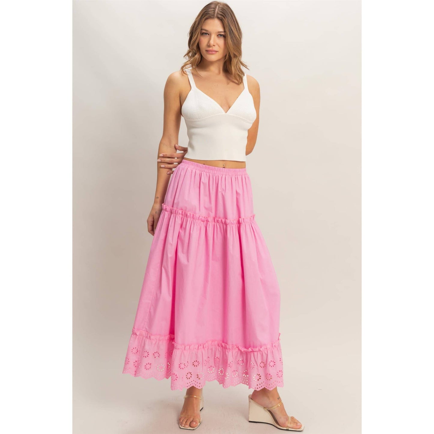 Holly Tiered Eyelet Maxi Skirt