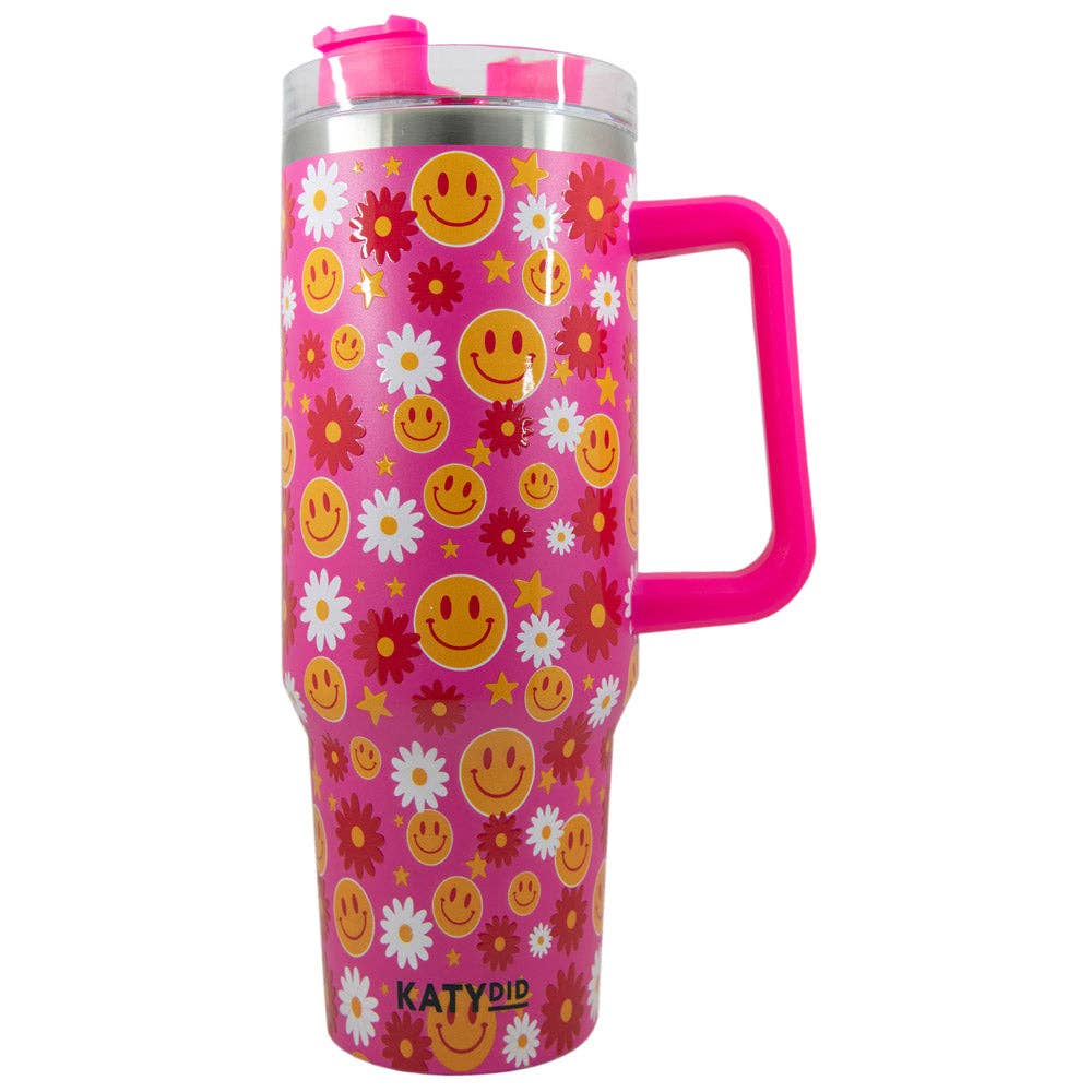 Flower Happy Face Stainless Tumbler - Milly's Boutique