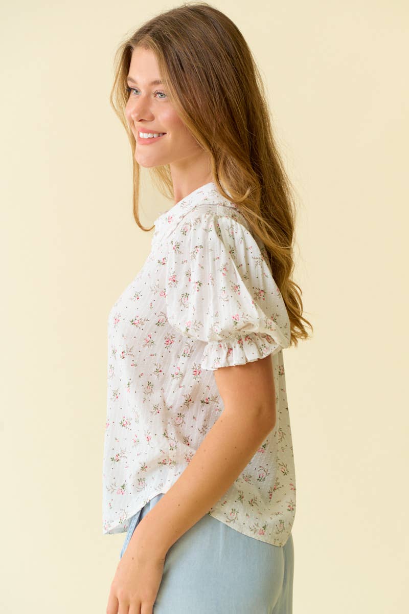 Amy Floral Print Peter Pan Collar Top
