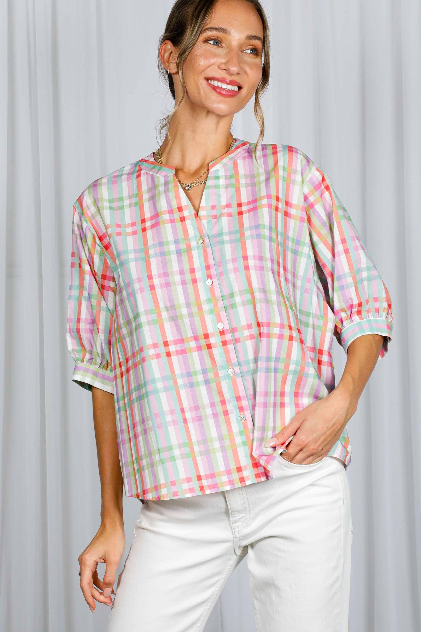 Valerie Plaid Blouse