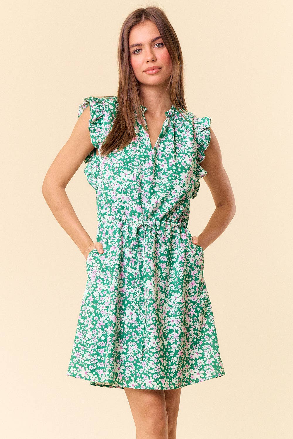 Dora Floral Ruffle Cap Sleeve Dress