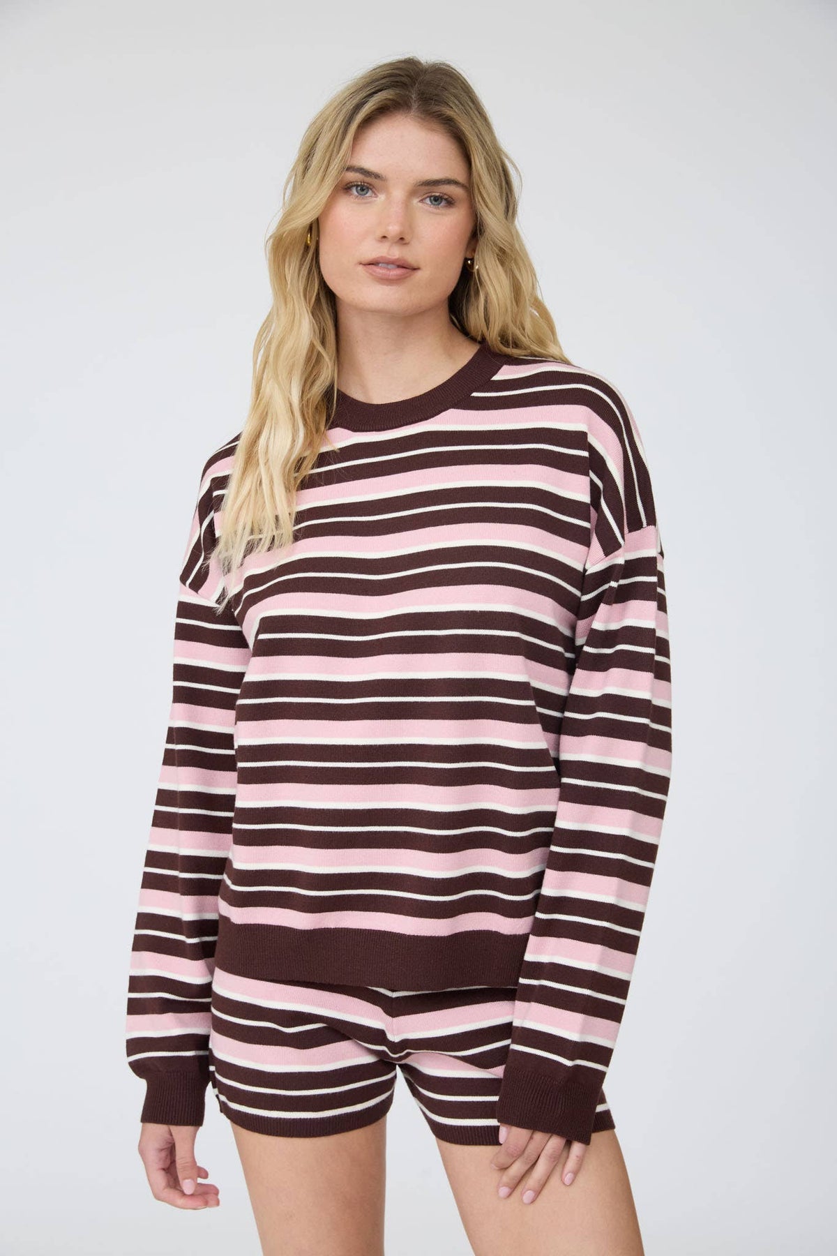 Haddy Striped Boxy Crew Sweater