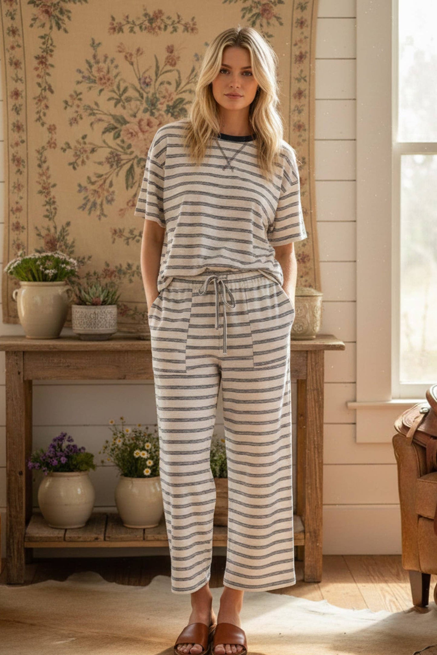 Striped Relaxed Fit Pant Set