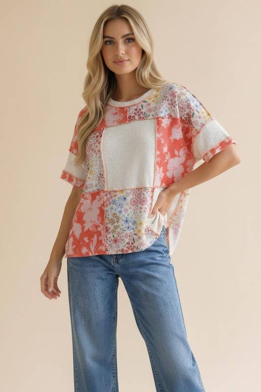 Oversized Color block Plus Top