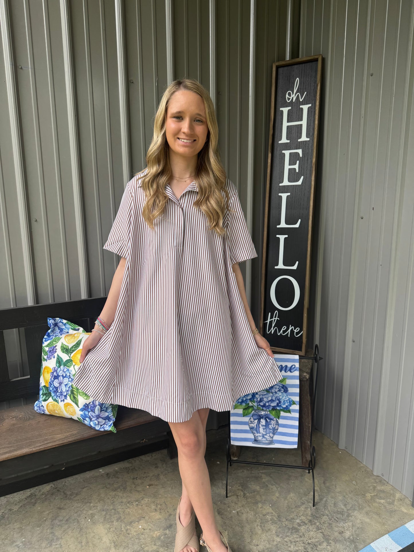 Josie Striped Shirt Swing Dress