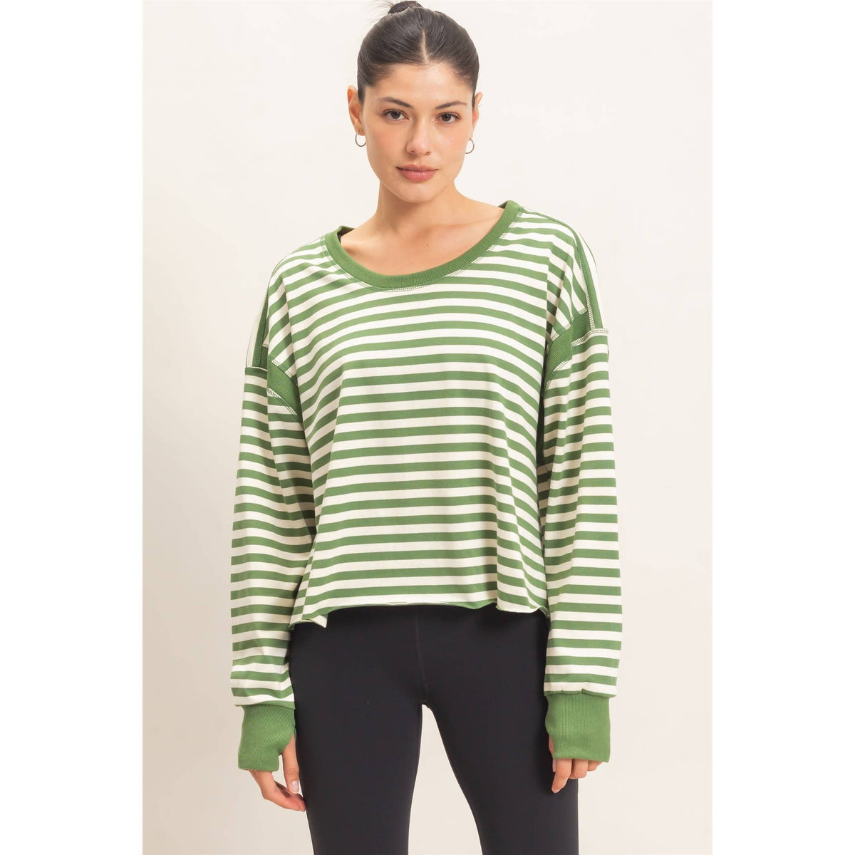 Striped Cross Detailed Open Back Top