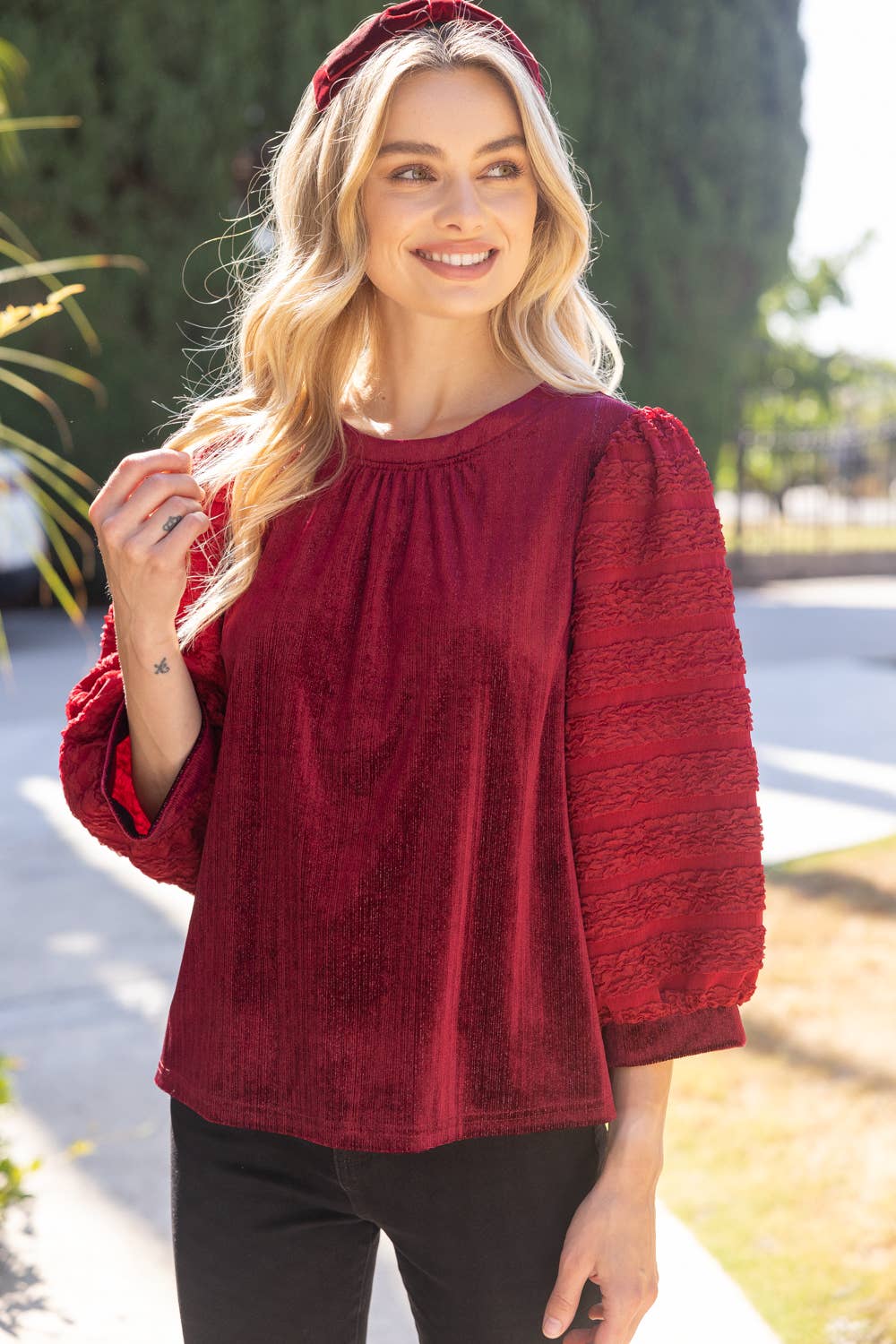 Vanna Textured Sparkle Velvet Top