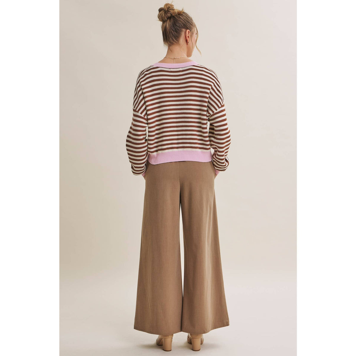 Pink Latte Stripe Cardigan