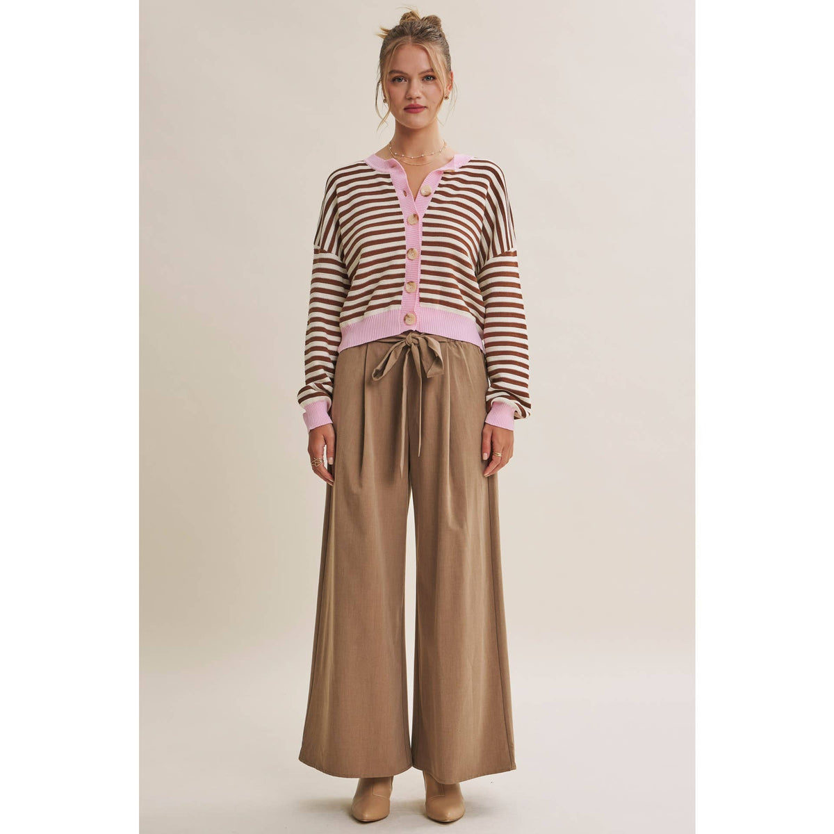 Pink Latte Stripe Cardigan