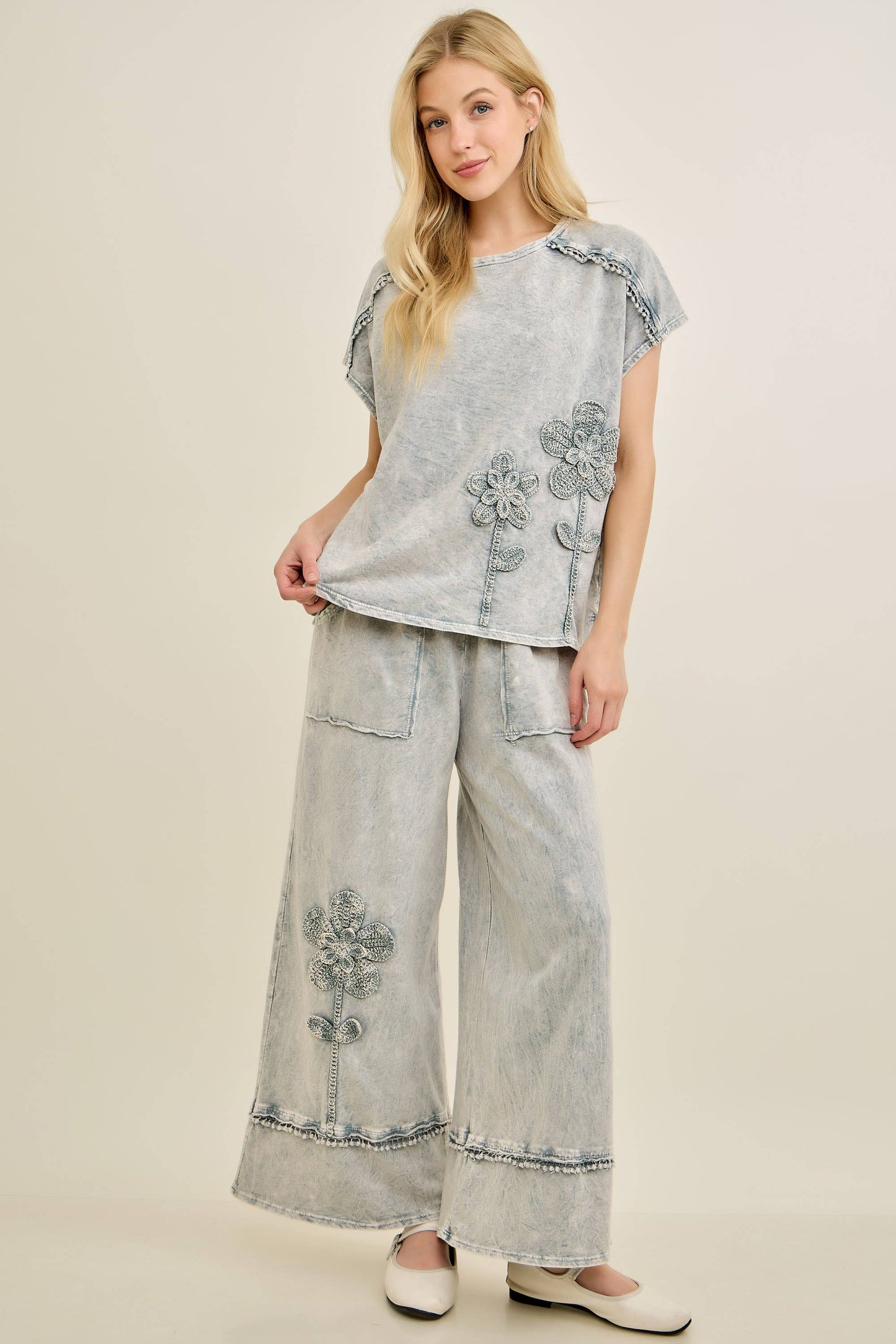 Mineral Washed Flower Garden Pants