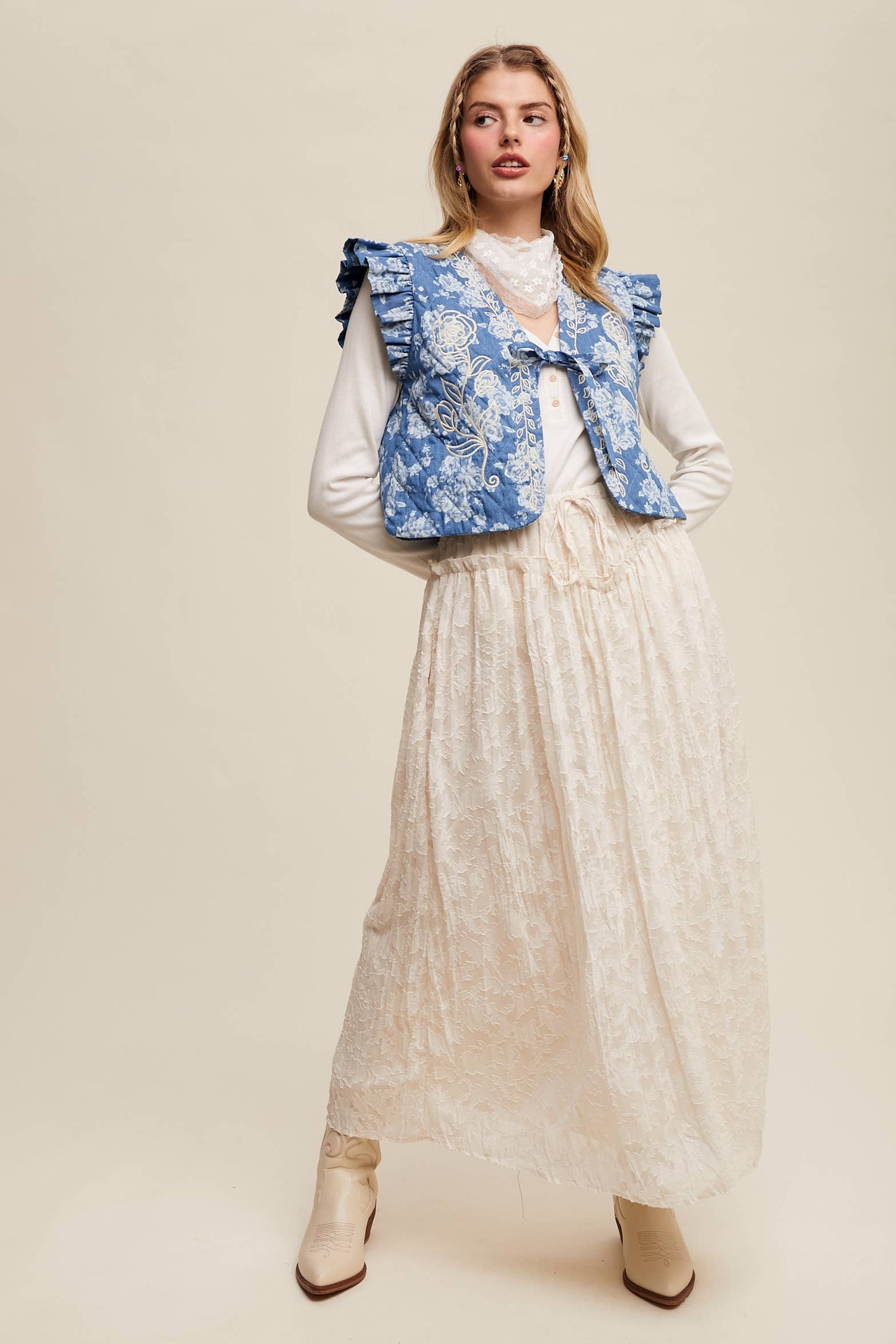 Burnout Floral Vintage Skirt