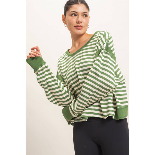 Striped Cross Detailed Open Back Top