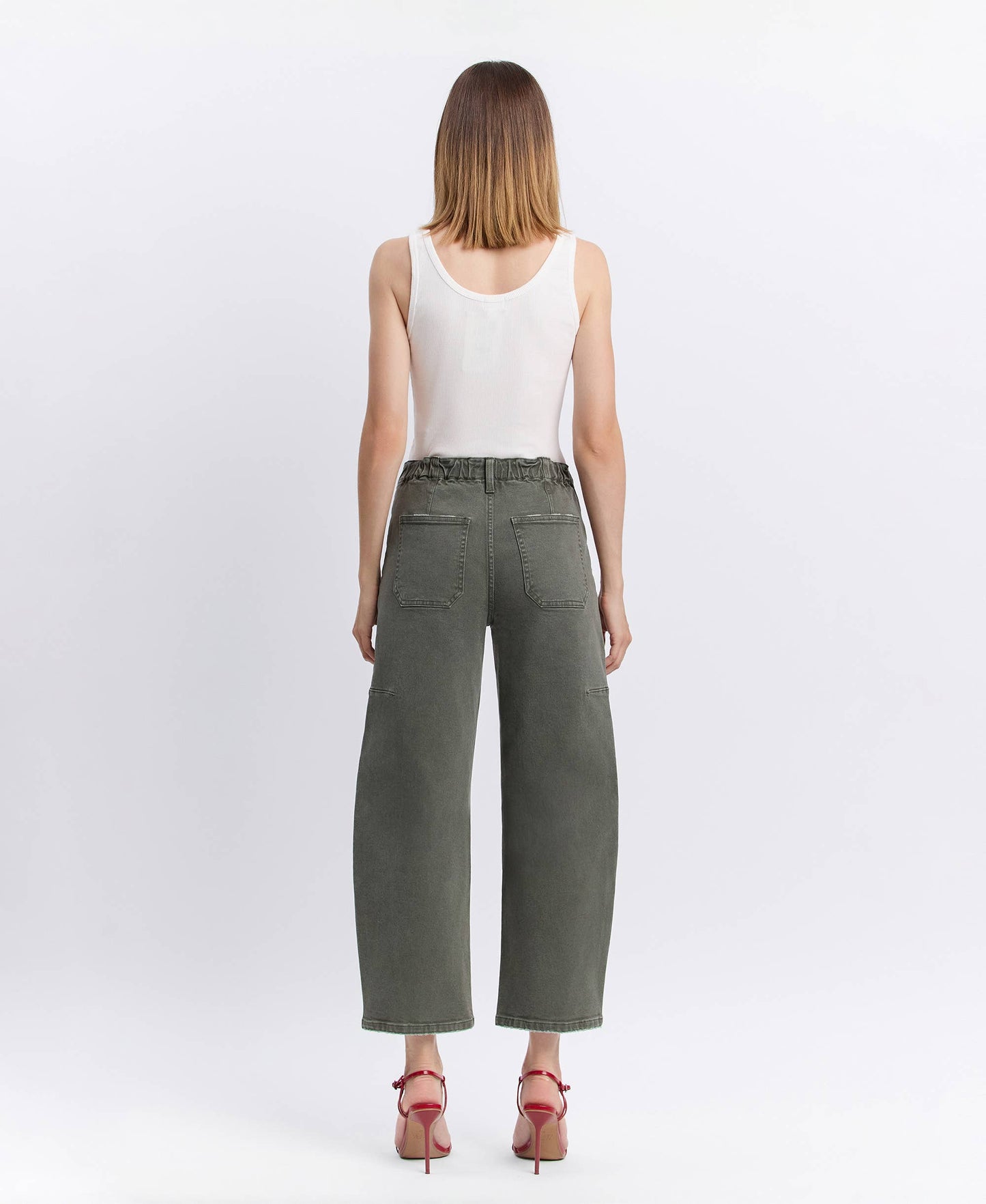 The High Rise Elastic Band Barrel Jean