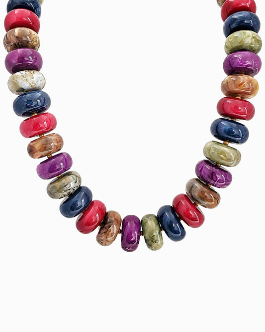 Chunky Marble Seed Bead Statement Necklace