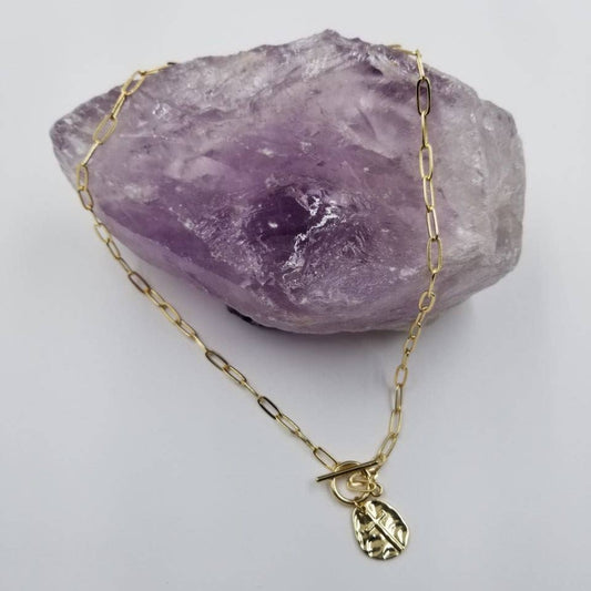 Hammered Cross Toggle Necklace