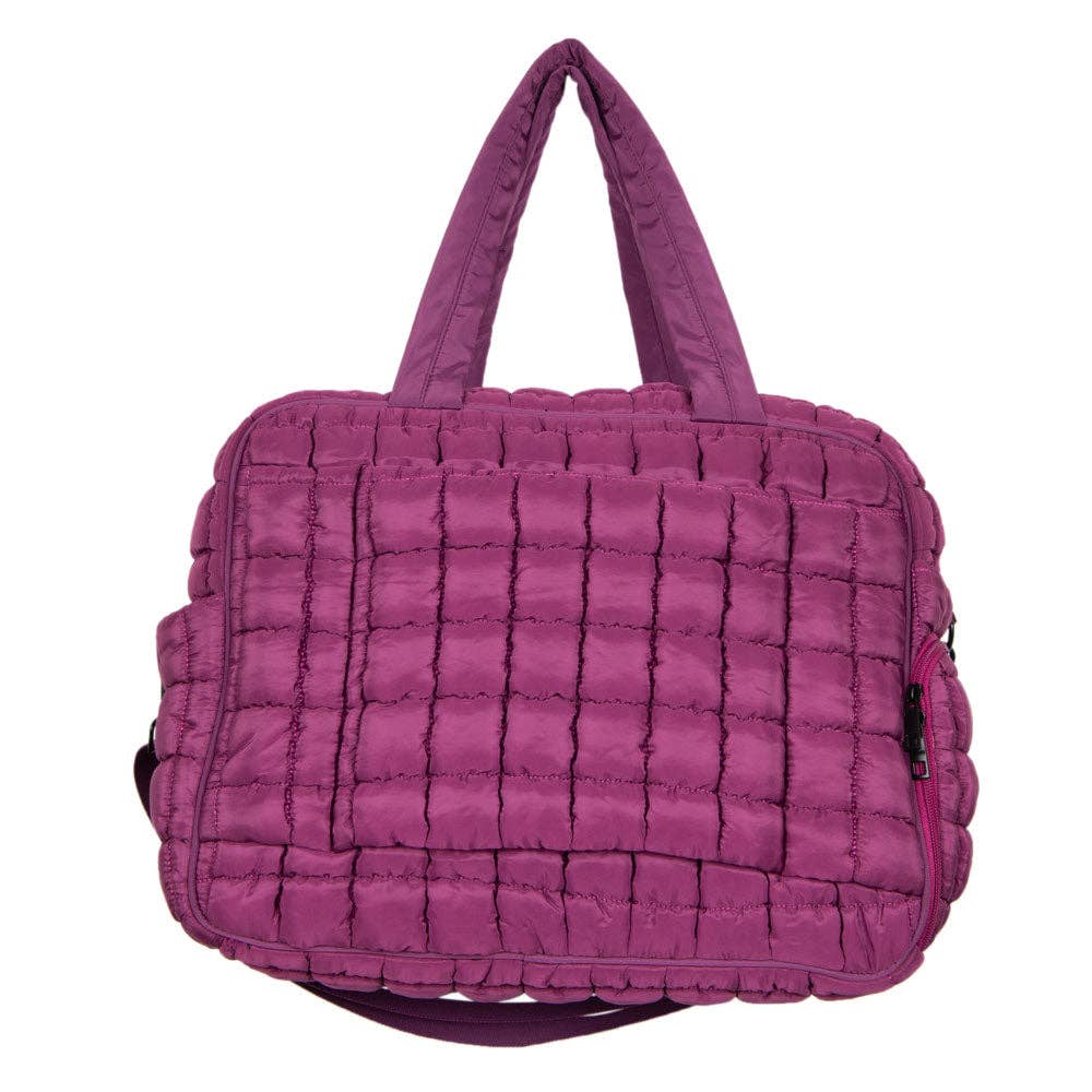 Plum Quilted Garment Duffel Bag