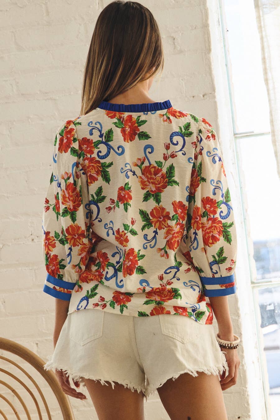 Jeanie Textured Floral Printed Plus Top