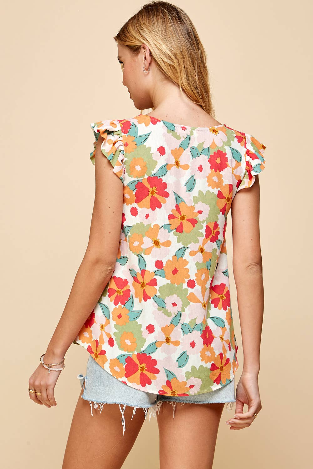 Leslie Floral Ruffle Sleeve Top