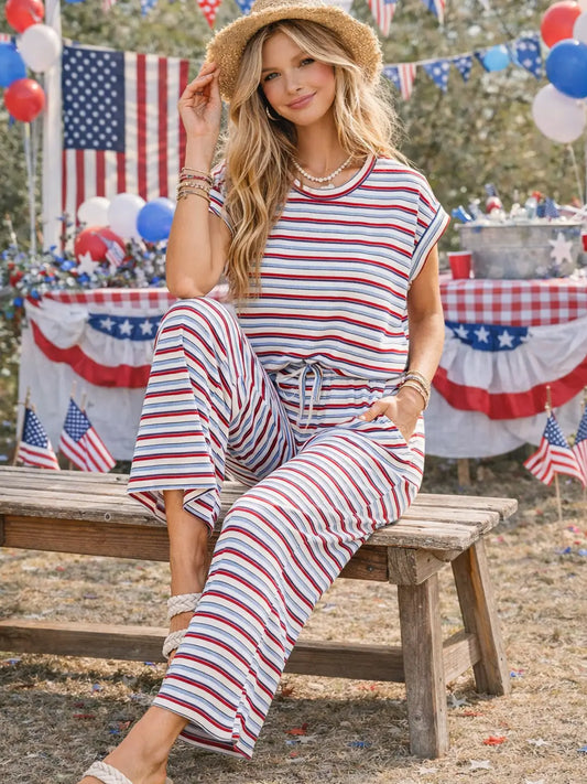 The Americana Striped Ribbed Set