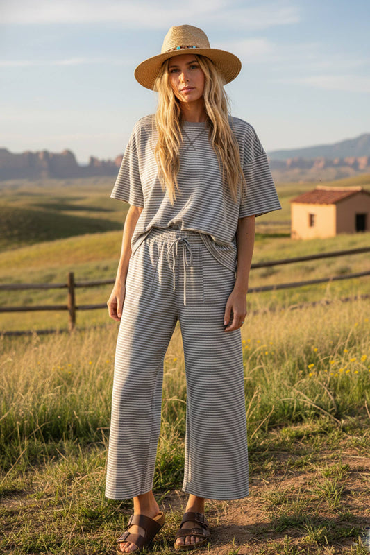 Striped Knit Pant Set