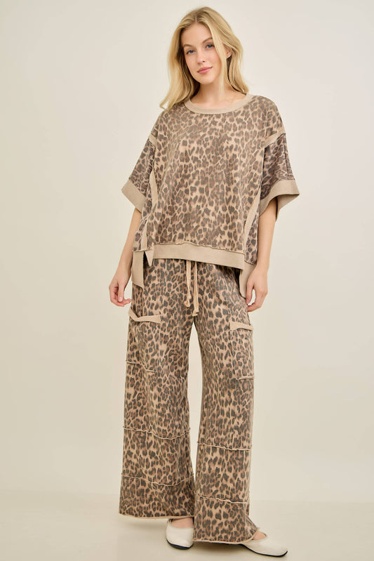 Leopard Terry Crewneck Top