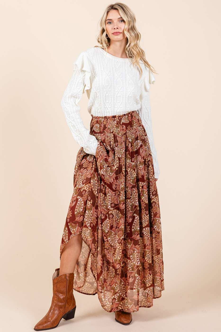 Paisley Boho Maxi  Skirt