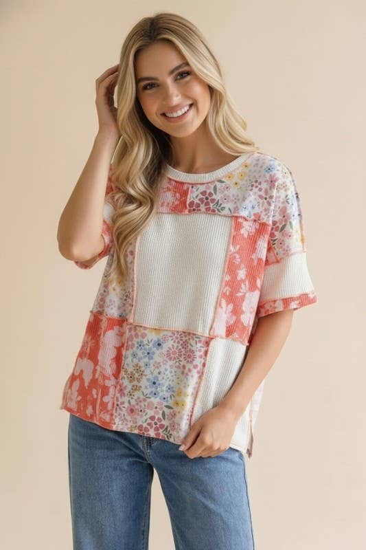 Oversized Color block Plus Top