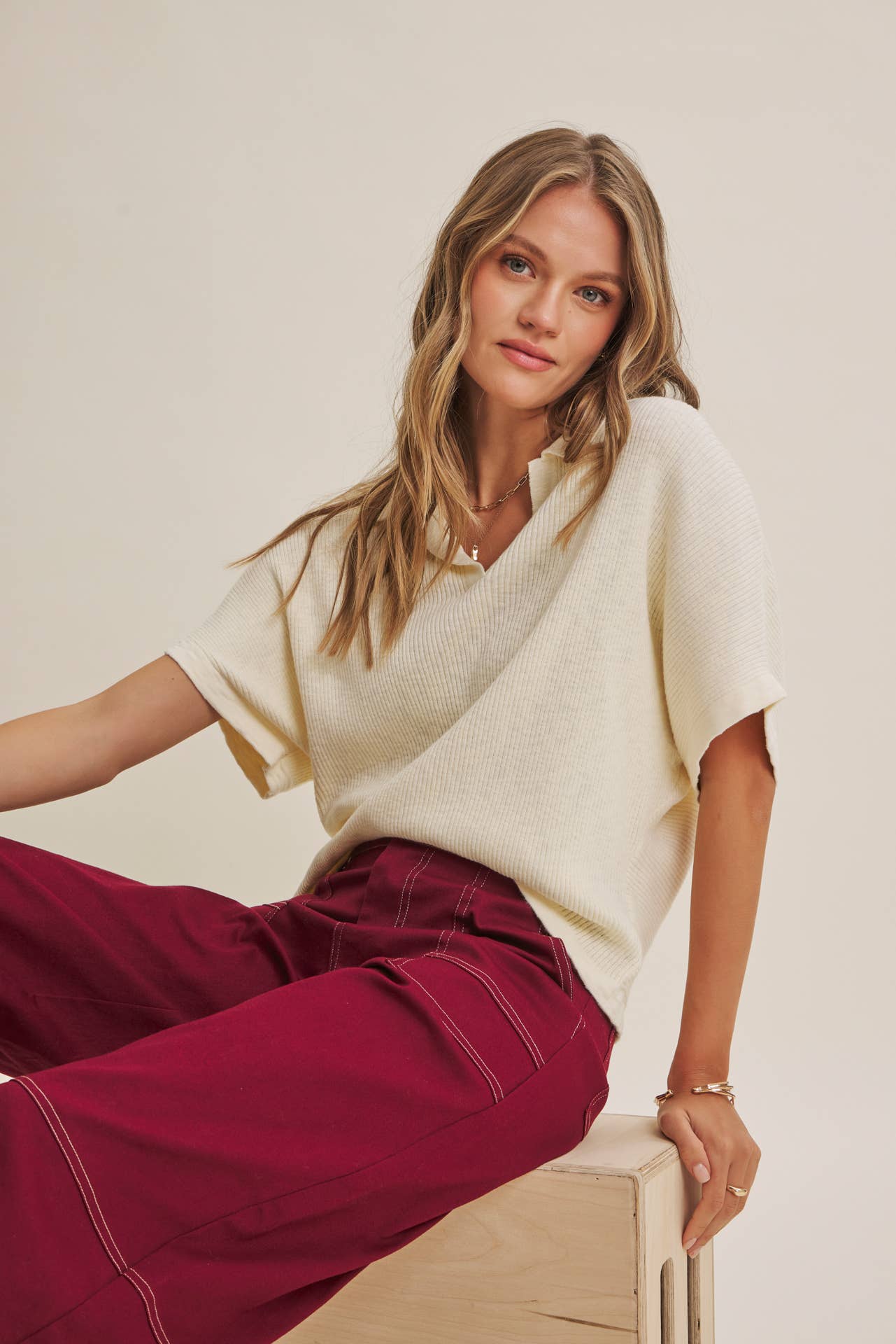 Claire Relaxed Slub Rib Dolman Sweater