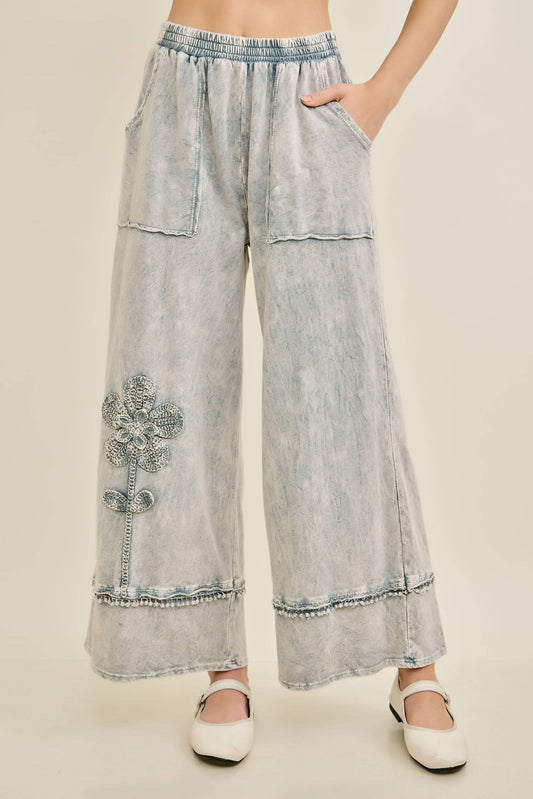 Mineral Washed Flower Garden Pants