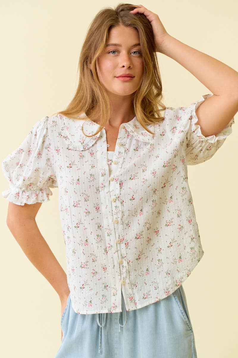 Amy Floral Print Peter Pan Collar Top