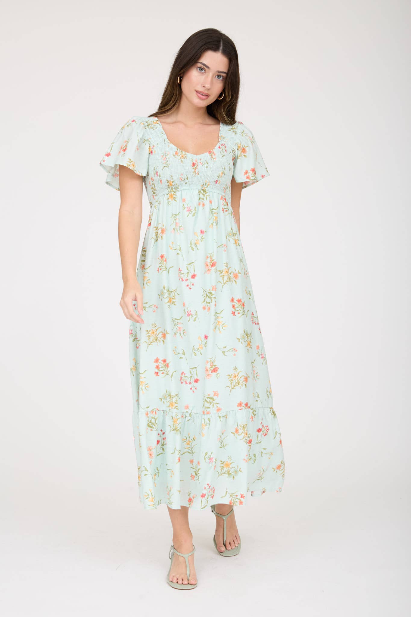 Lori Bell Sleeve Smocked Midi Dress
