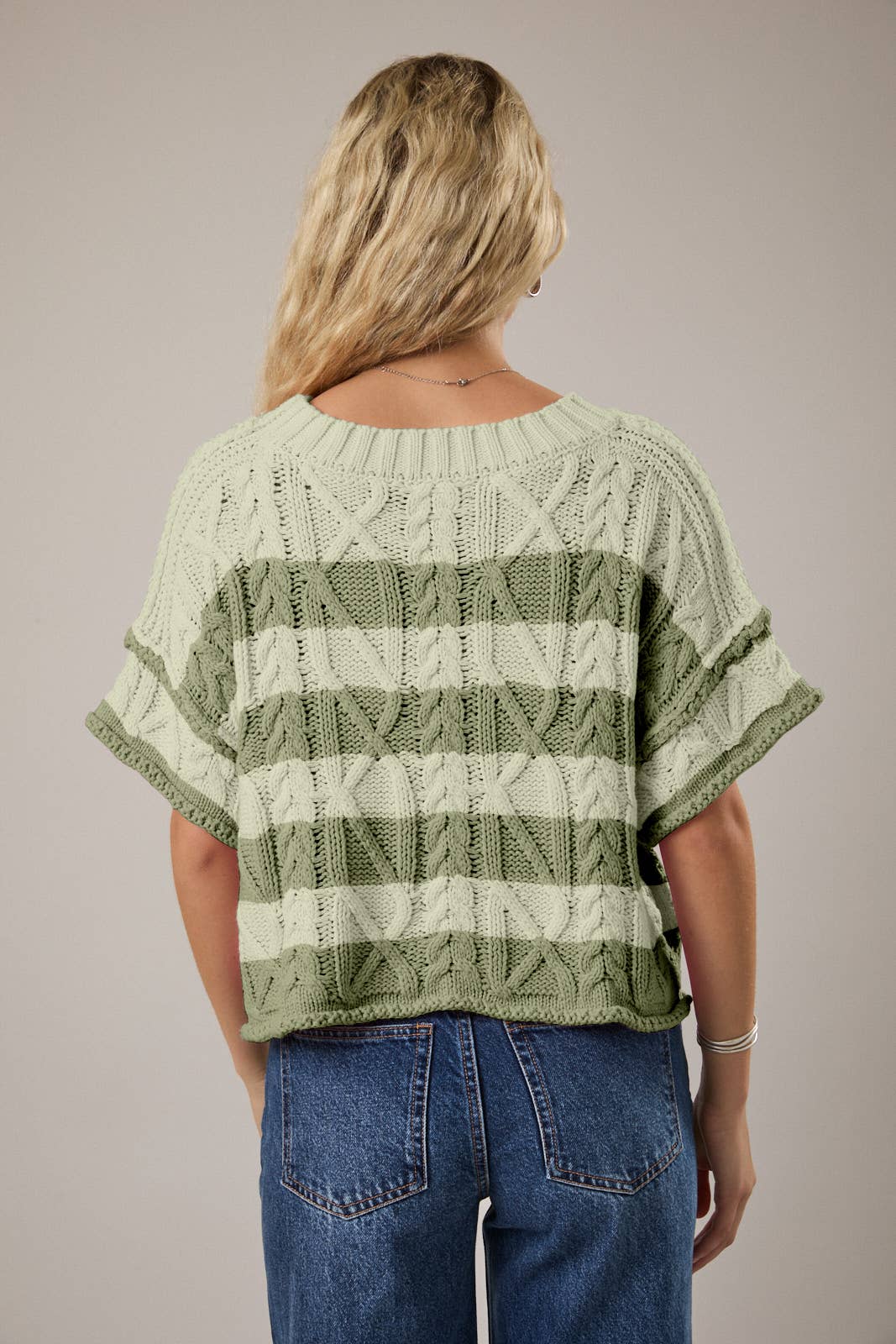 Maggie Striped Cable Sweater