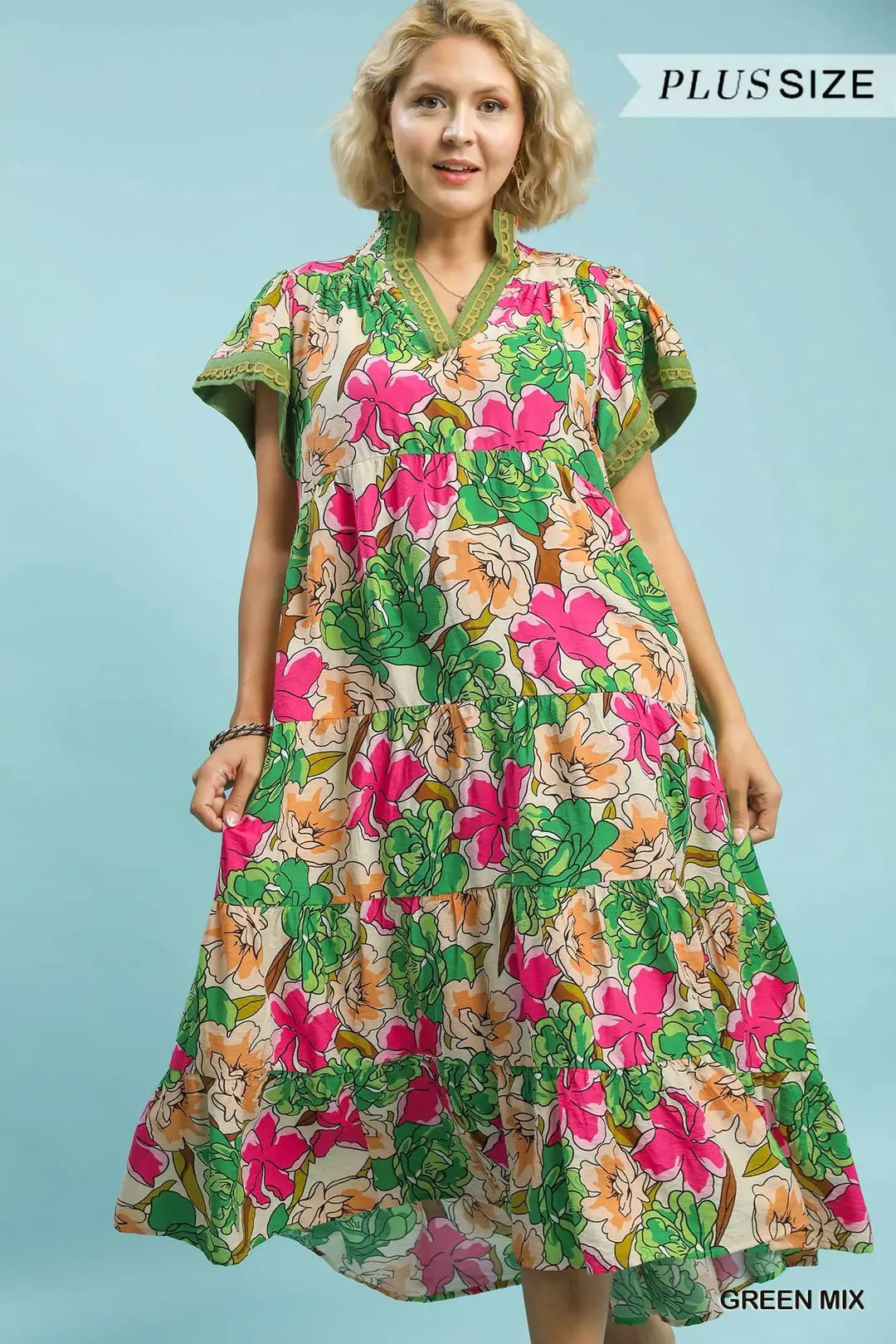 Katie Bold Floral Plus Midi Dress