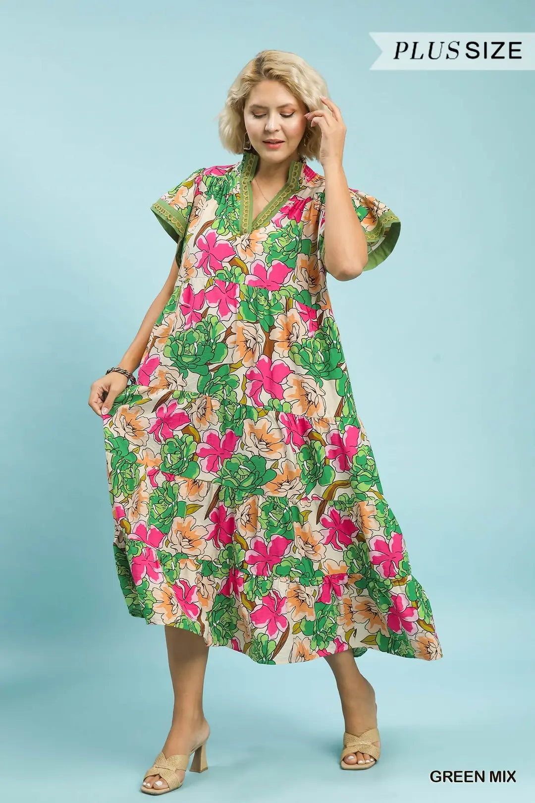 Katie Bold Floral Plus Midi Dress