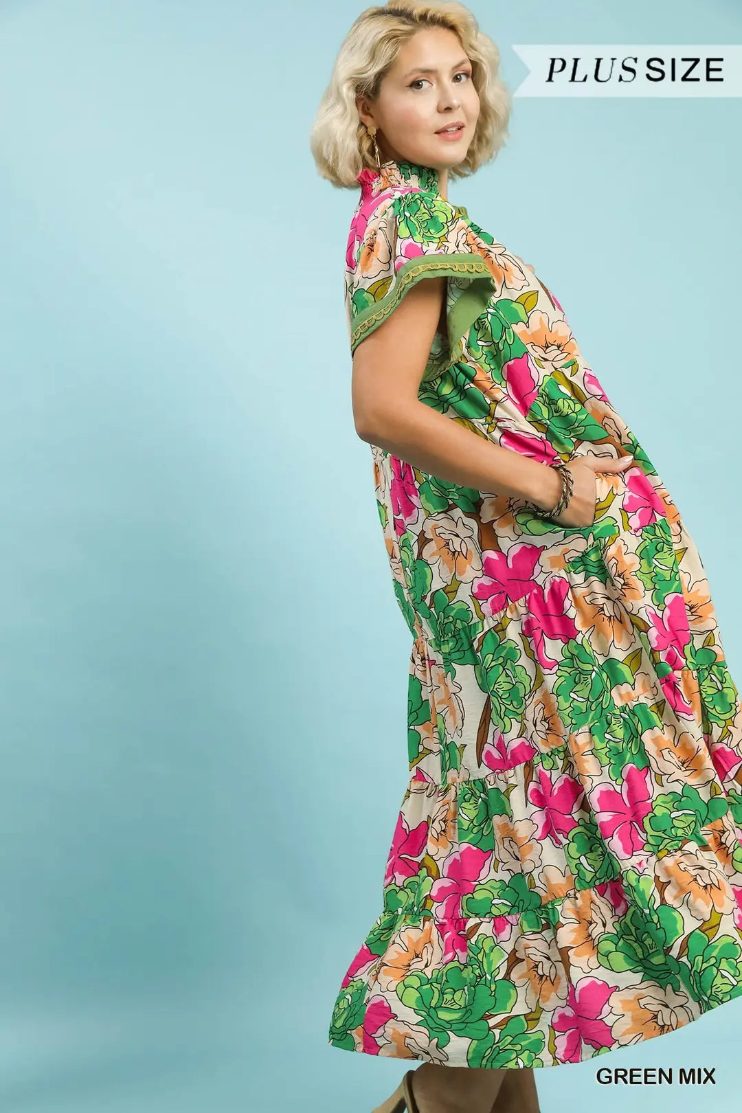 Katie Bold Floral Plus Midi Dress