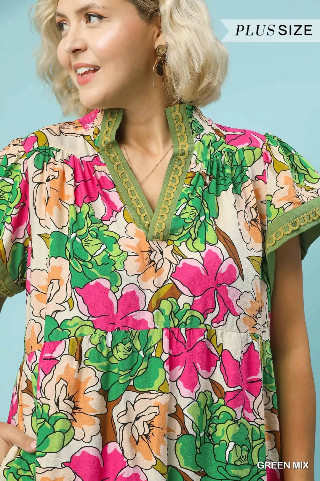 Katie Bold Floral Plus Midi Dress