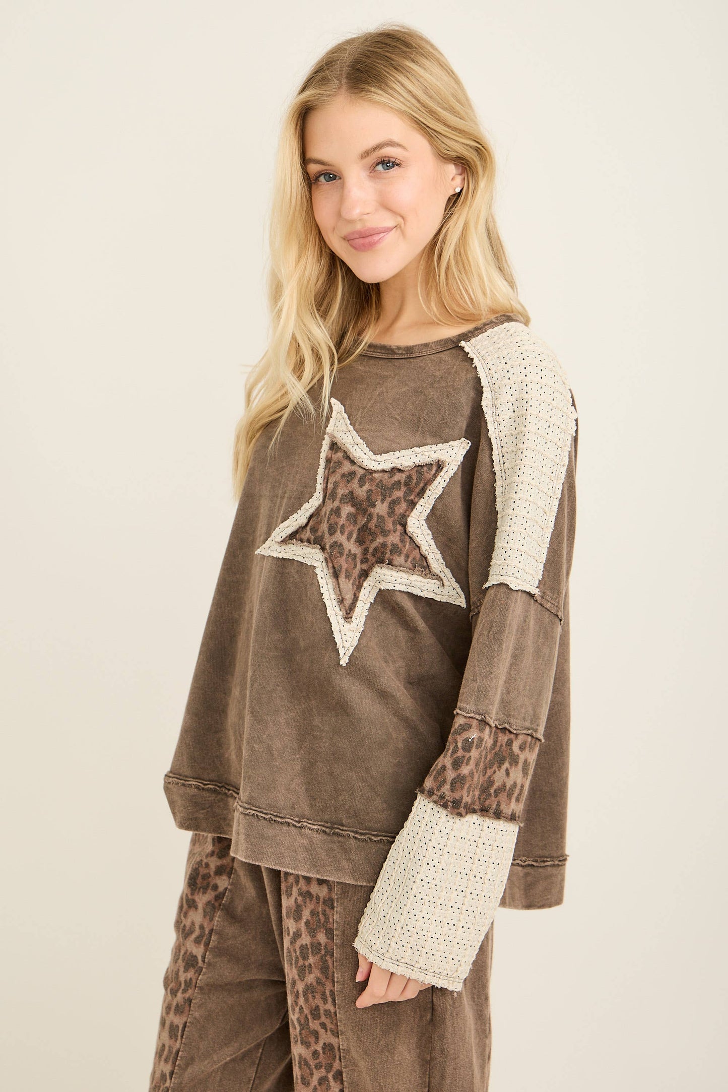 Mineral Washed Leopard Cheetah Star Top