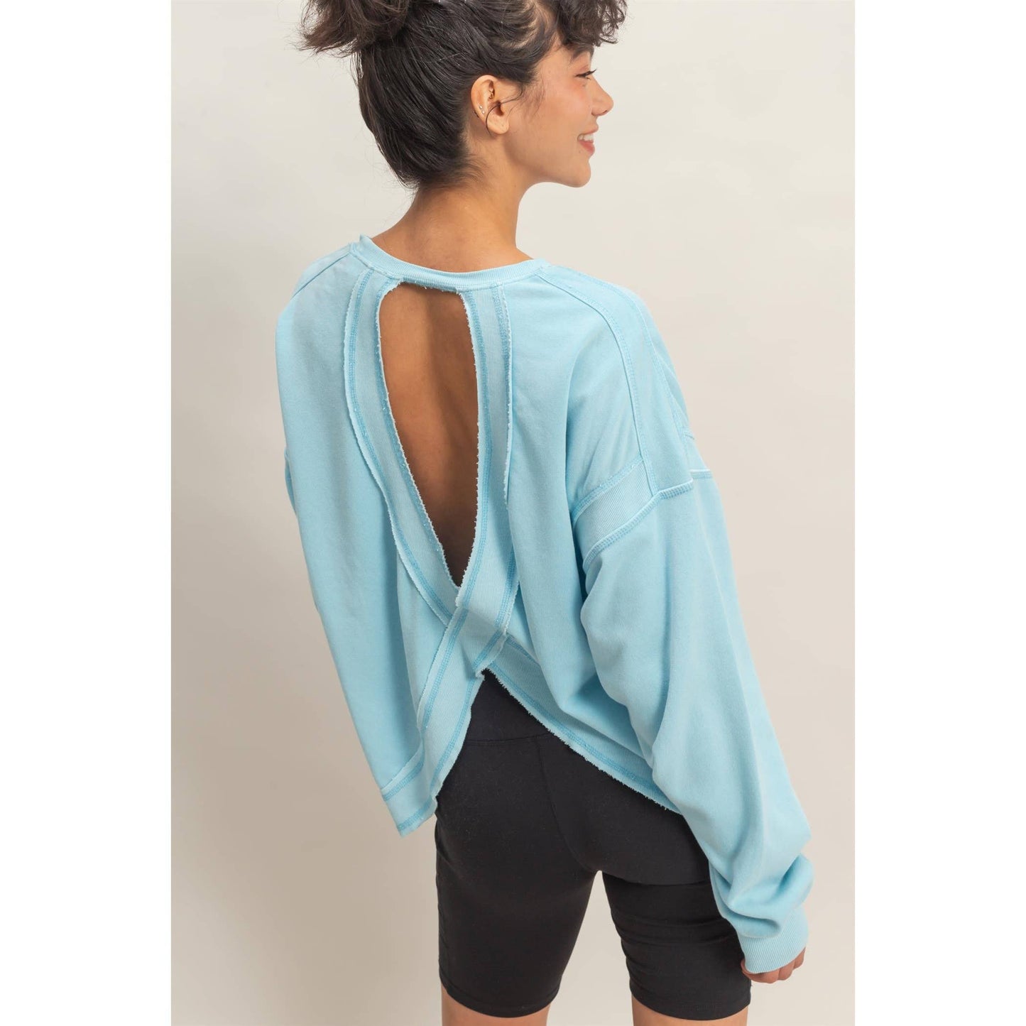 Livie Oversized Cross Detail Open Back Top