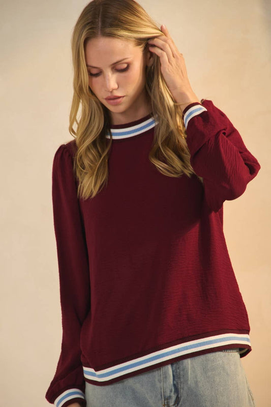 Sid Striped Trim Top