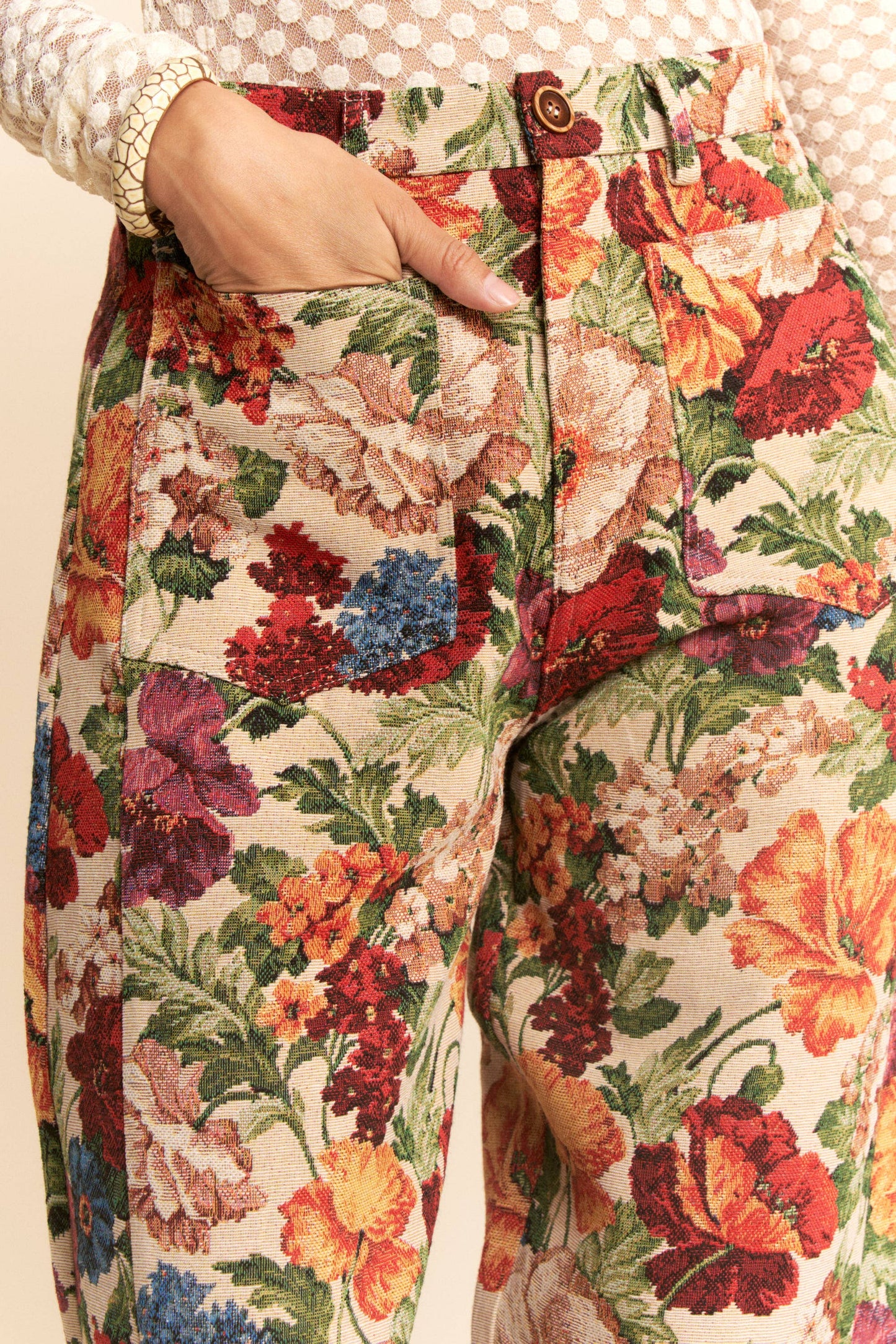 Vintage Inspired Floral Barrel Pants